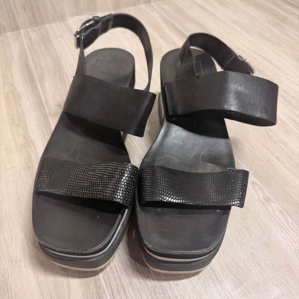 Dolce Vita Womens Black Leather Platform Sandals Tri-Color Flatform Size 8.5
